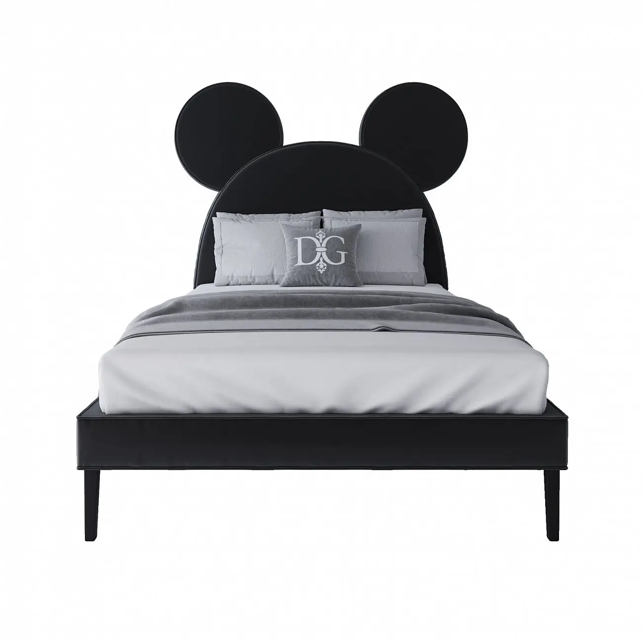 Single bed for children 120x200 cm black Mickey Mouse