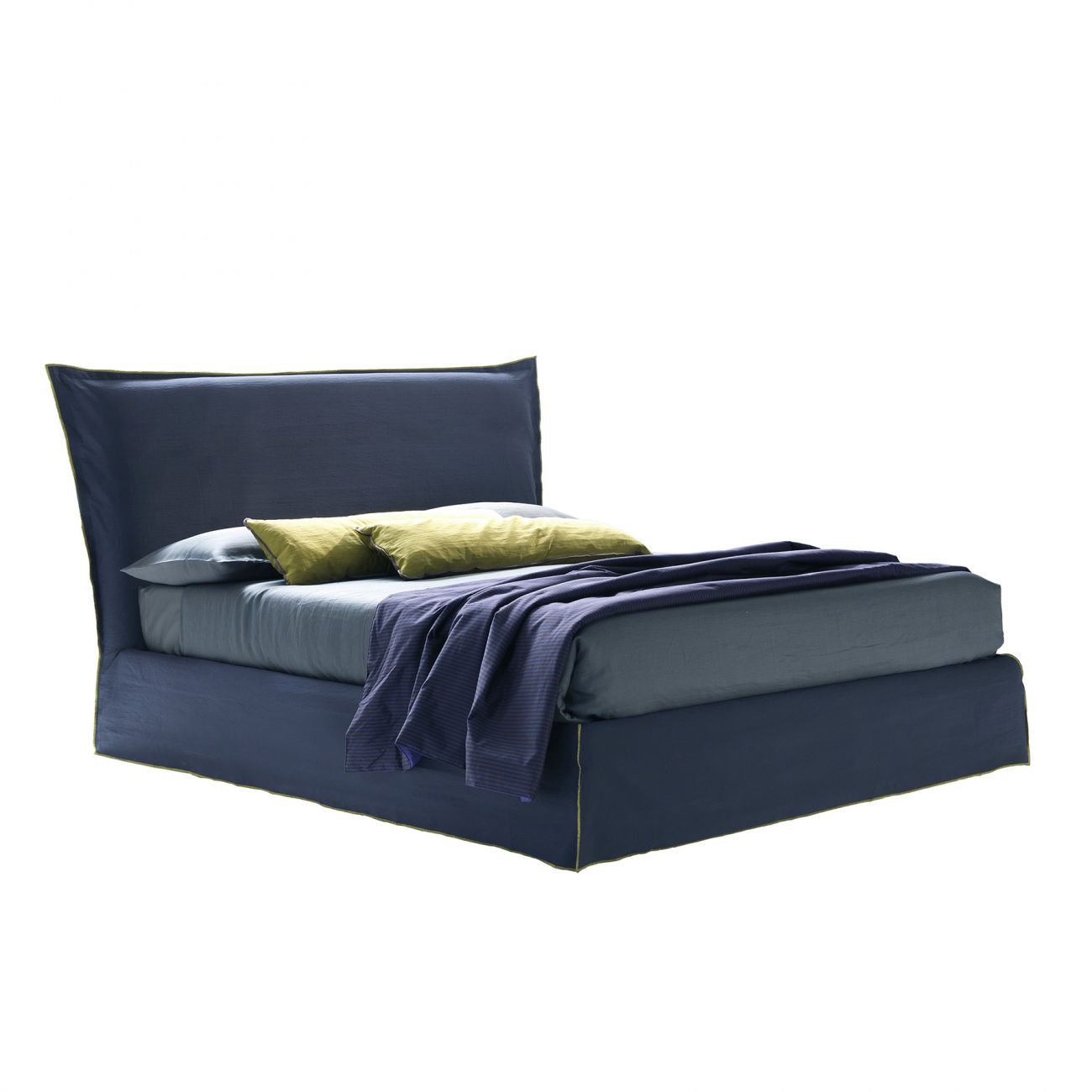 Single bed with upholstered headboard 90x200 cm blue Pretty Big Chic