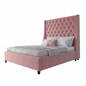 Кровать двуспальная с мягким изголовьем 160х200 см розовая Ada