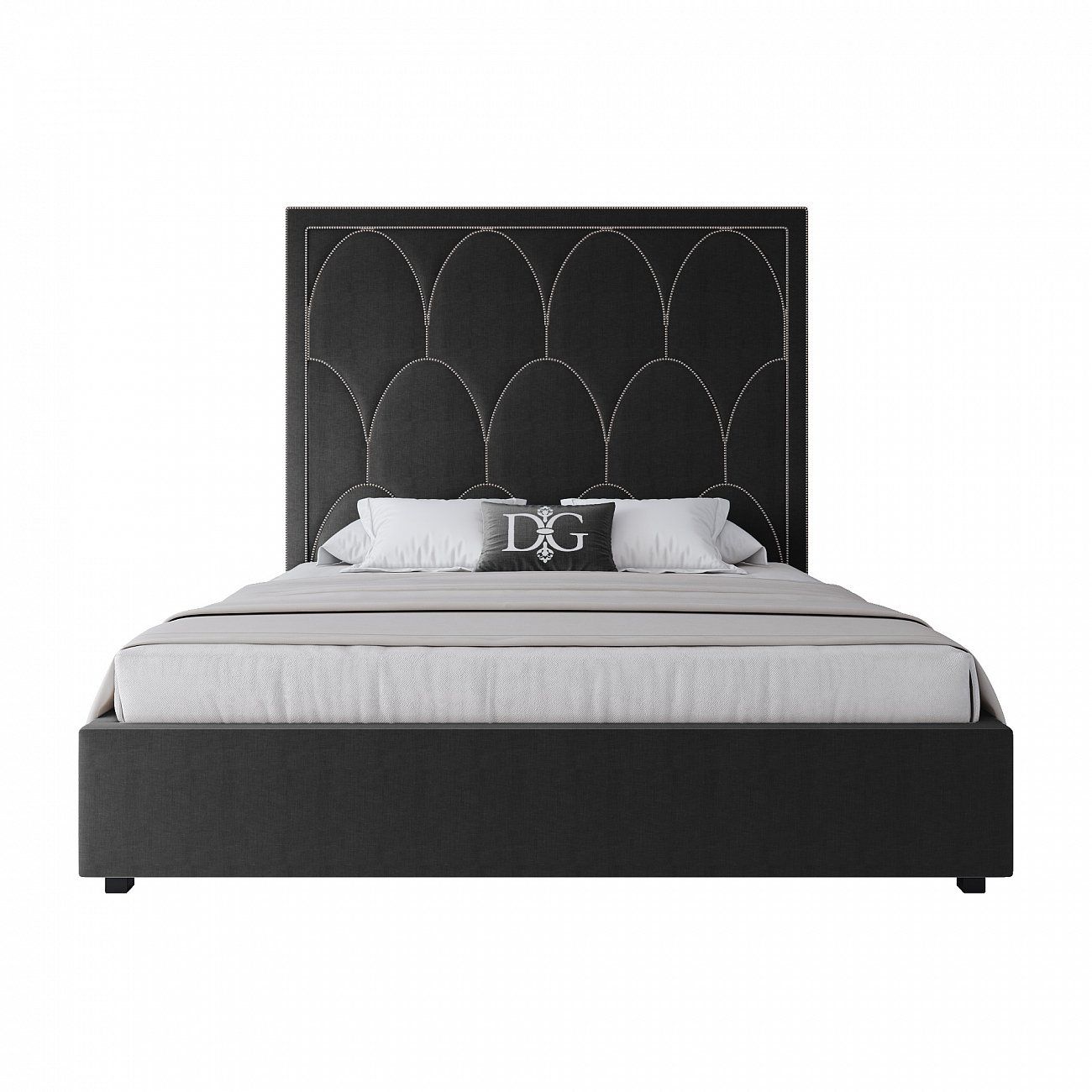 Double bed 180x200 black Petals Queen