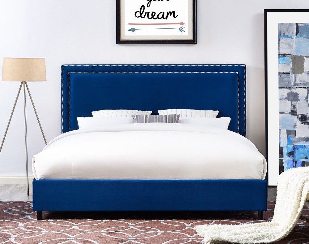 Кровать двуспальная с мягким изголовьем 160х200 см бежевая Dakota