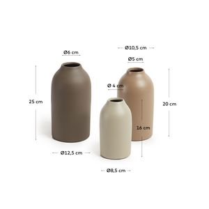 Thiara Набор из 3-х металлических ваз коричневого и бежевого цветов, 16 см 20 см 25 см