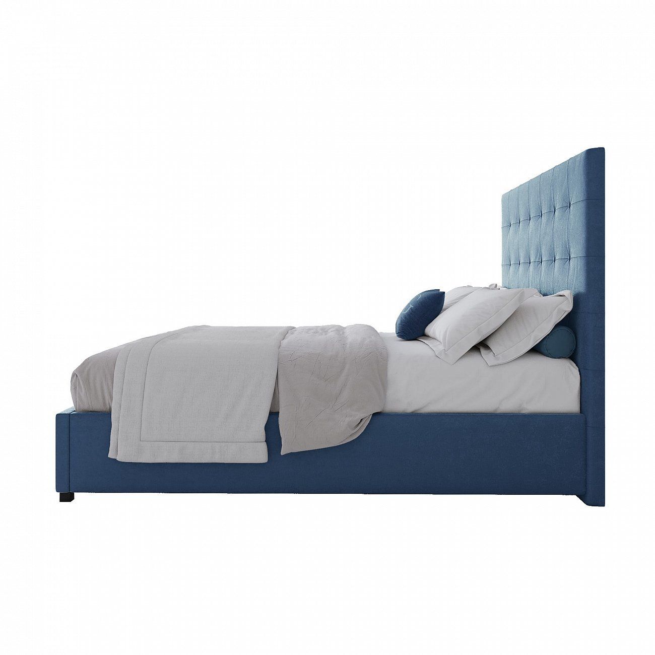 Semi-double teenage bed with a soft headboard 140x200 cm sea wave Royal Black