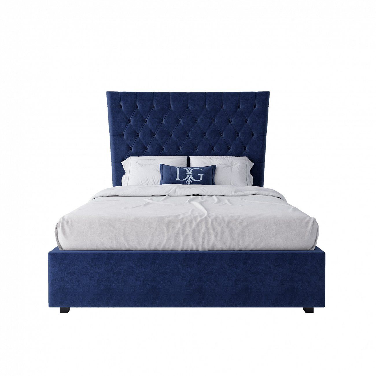 Кровать подростковая с каретной стяжкой 140х200 синяя QuickSand