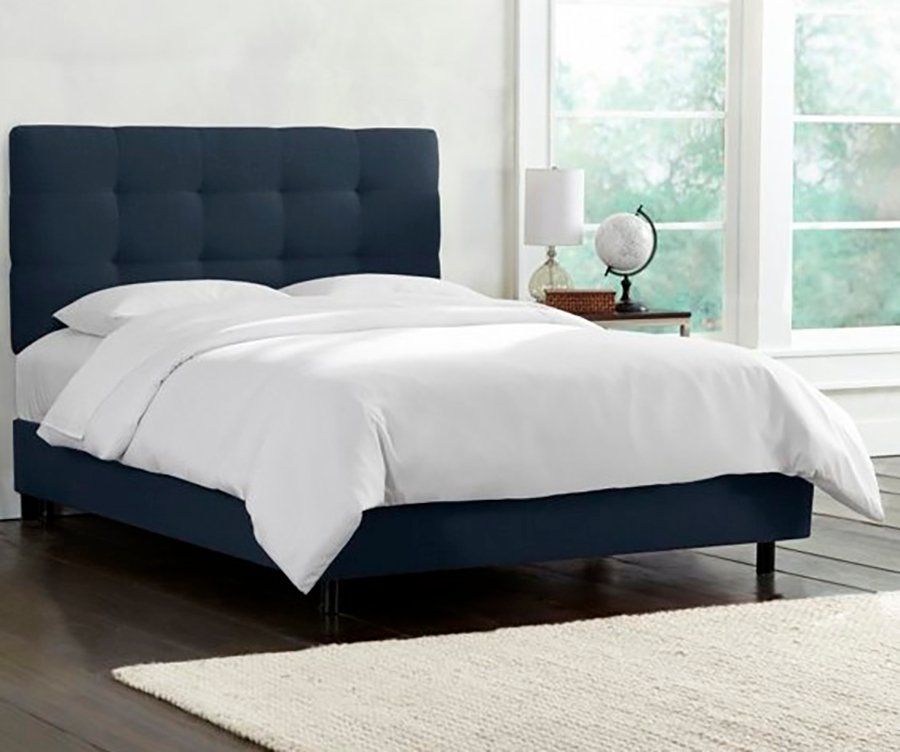 Кровать двуспальная с мягкой спинкой 180х200 синяя Alice Tufted Blue