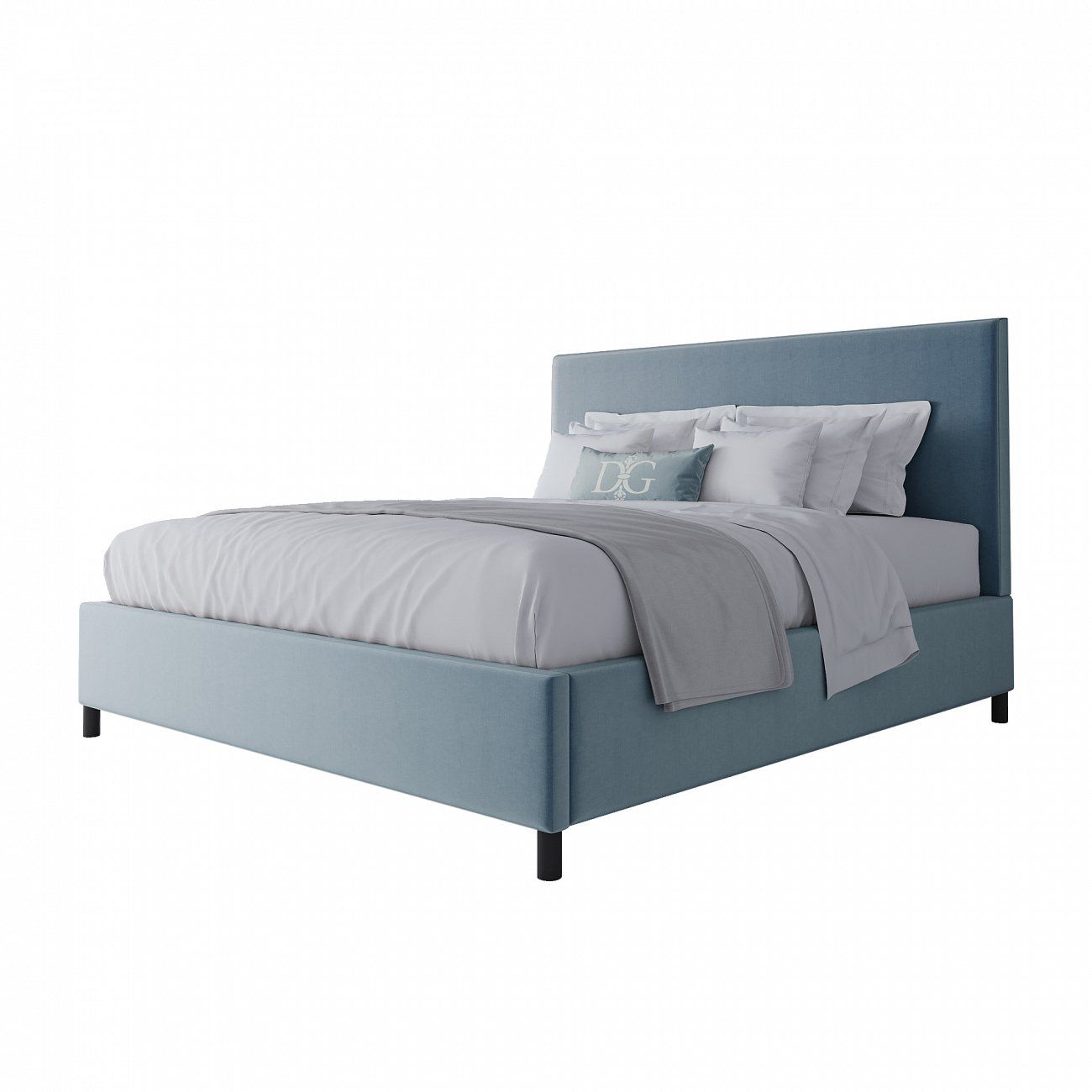 Double bed 180x200 cm blue Novac Platform