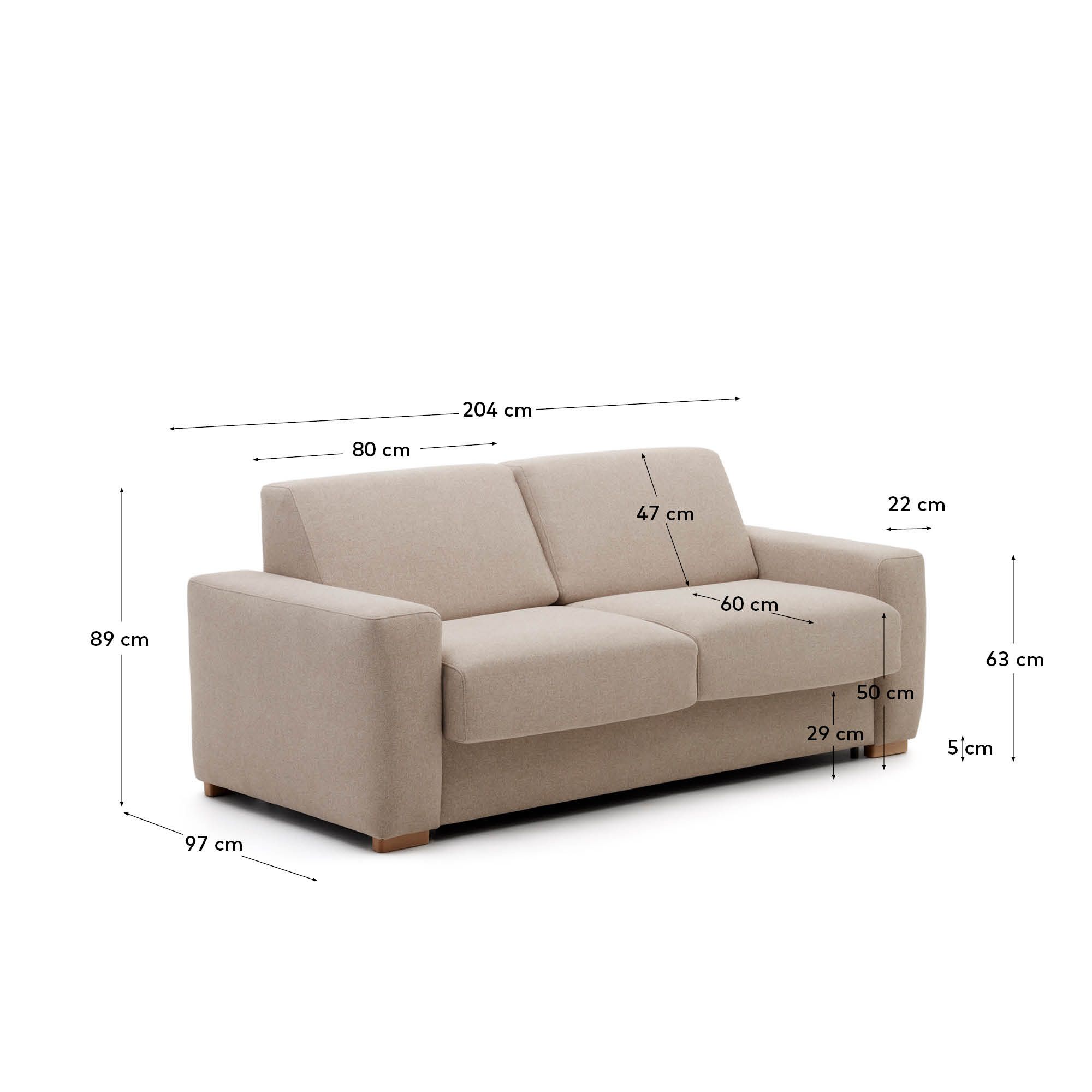 Anley 3-местный диван-кровать бежевого цвета 204 см Anley