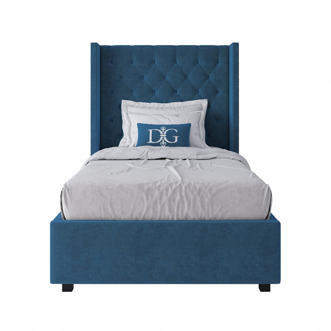 Single bed 90x200 Wing-2 velour sea wave P