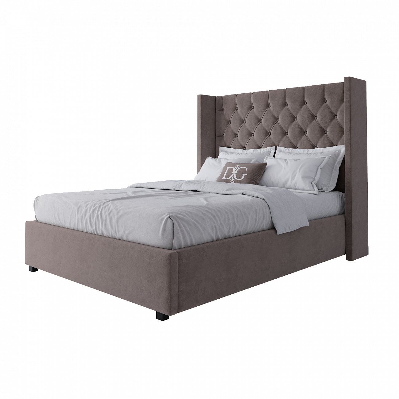 Teenage bed 140x200 cm gray-brown with a carriage screed without studs Wing-2