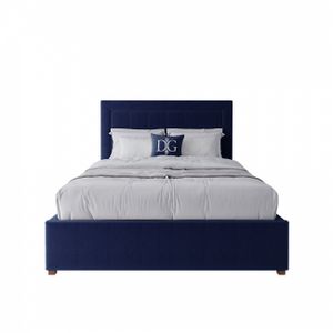 Кровать полутораспальная подростковая с мягким изголовьем 140х200 см синяя Elizabeth