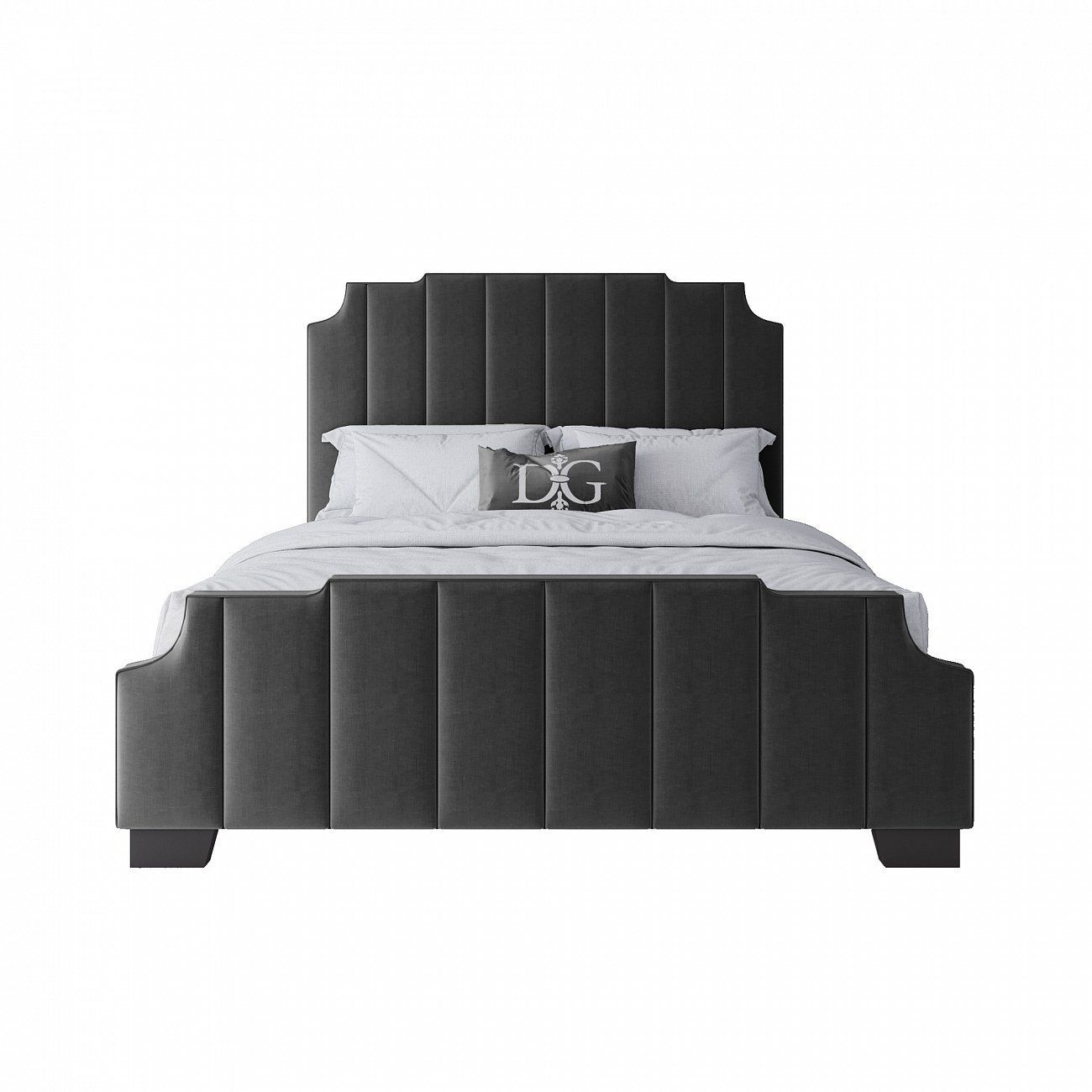 Bony double bed with upholstered headboard 160x200 cm black