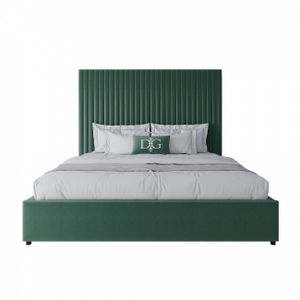 Double bed with upholstered headboard 180x200 cm green forest Mora