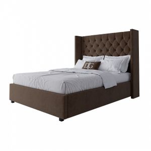 Кровать подростковая 140х200 см коричневая с каретной стяжкой без гвоздиков Wing-2