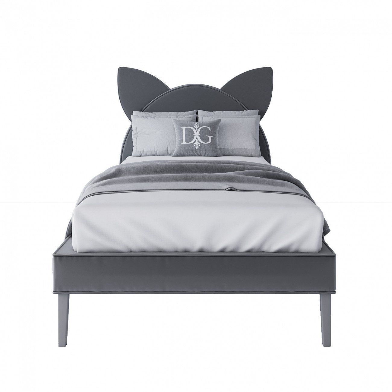 Kitty single bed for children 90x200 cm gray
