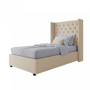 Wing-2 single bed with upholstered headboard 90x200 cm milk