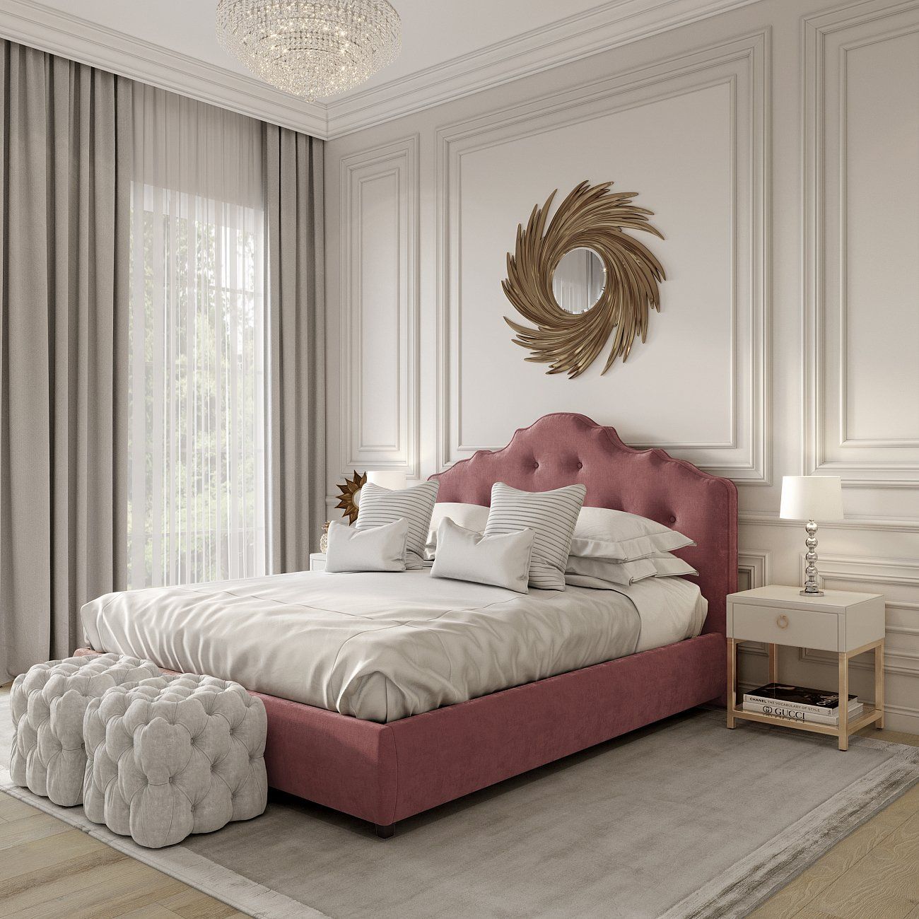 Double bed 160x200 cm red Palace