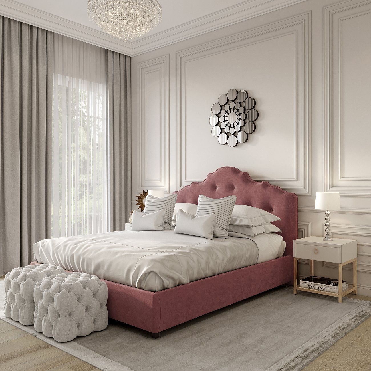 Double bed 160x200 cm red Palace