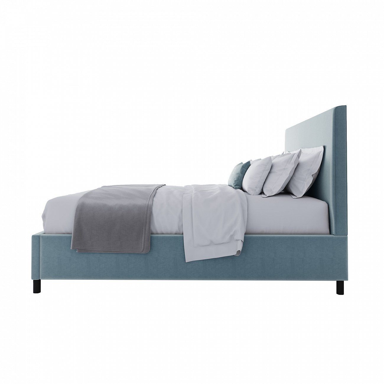 Кровать двуспальная 160х200 голубая Novac Platform