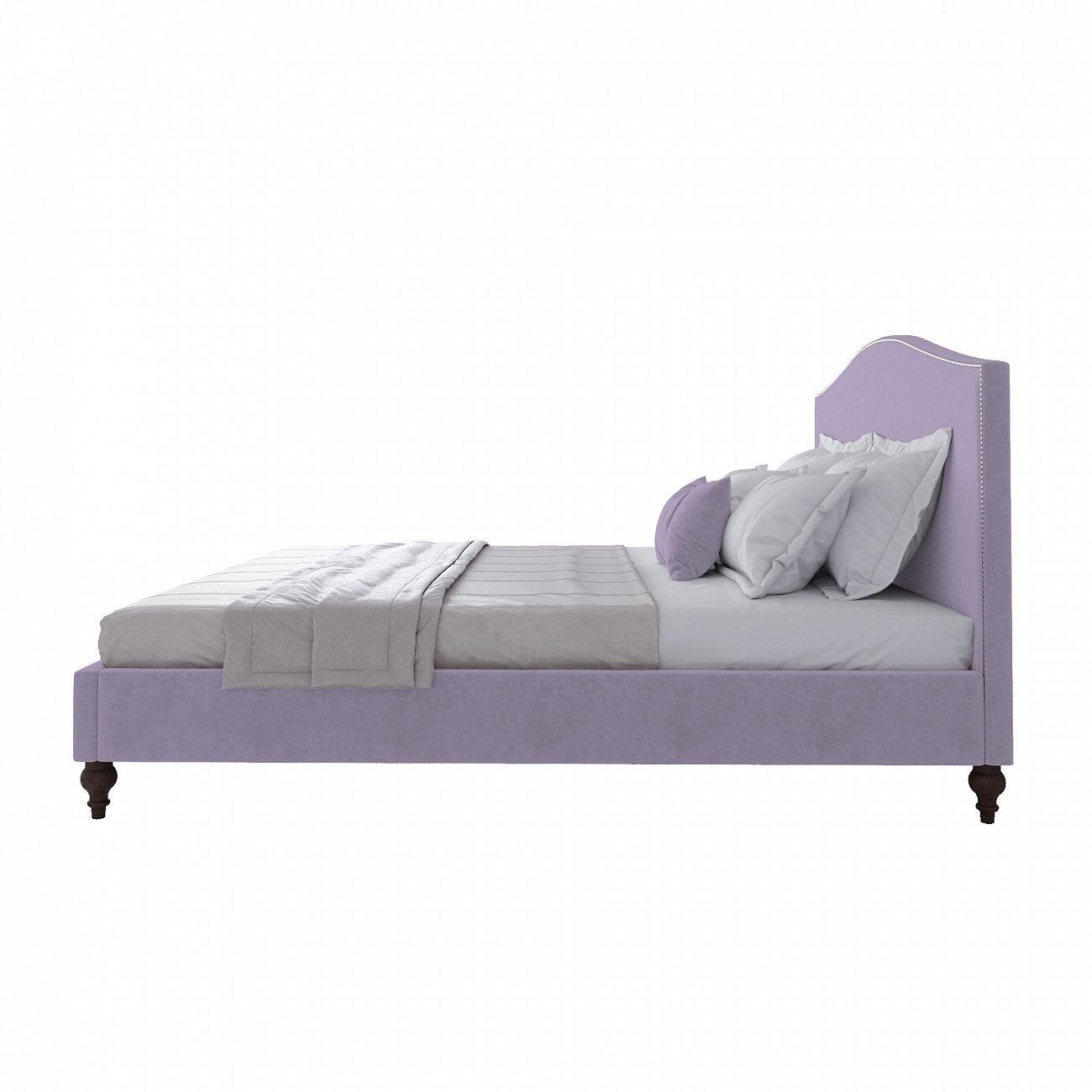 Double bed with upholstered headboard 180x200 cm lavender Fleurie P