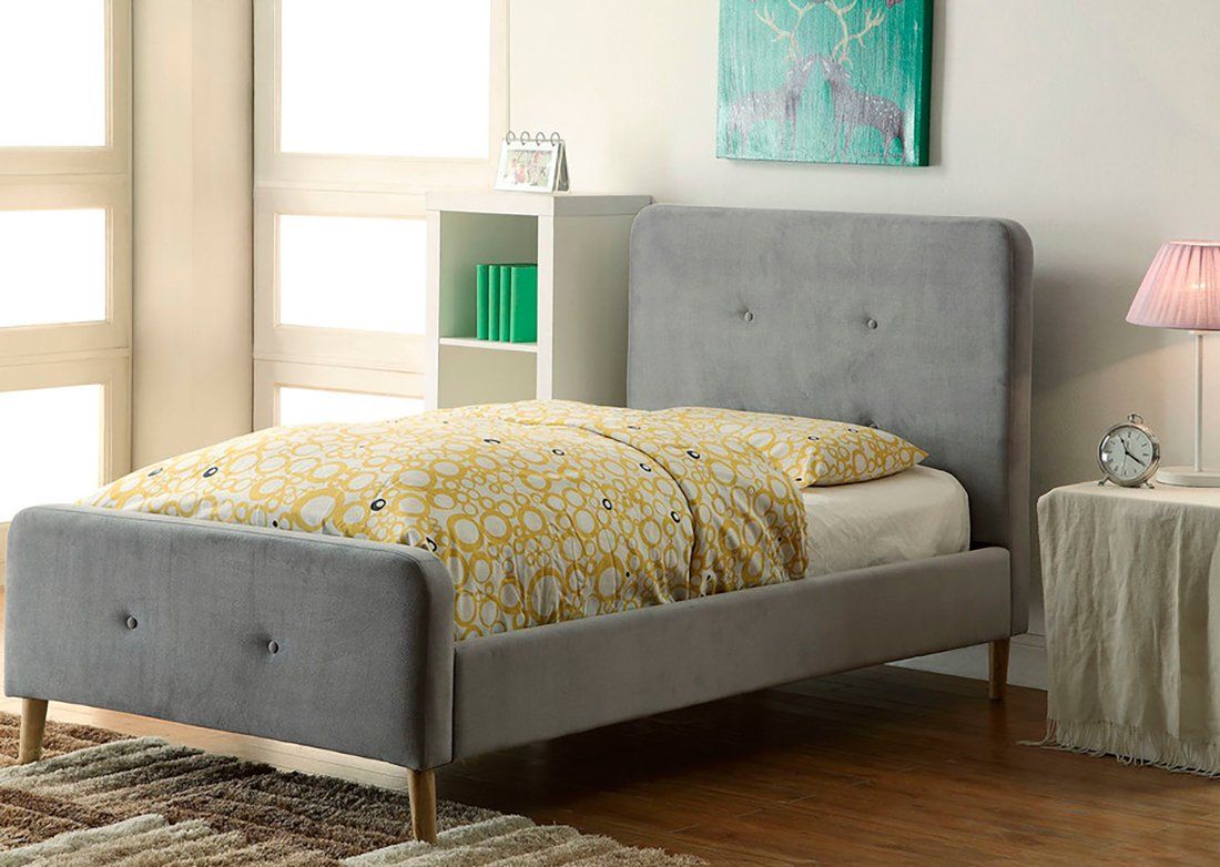 Кровать подростковая Button Tufted Flannelette Gray 120х200 см