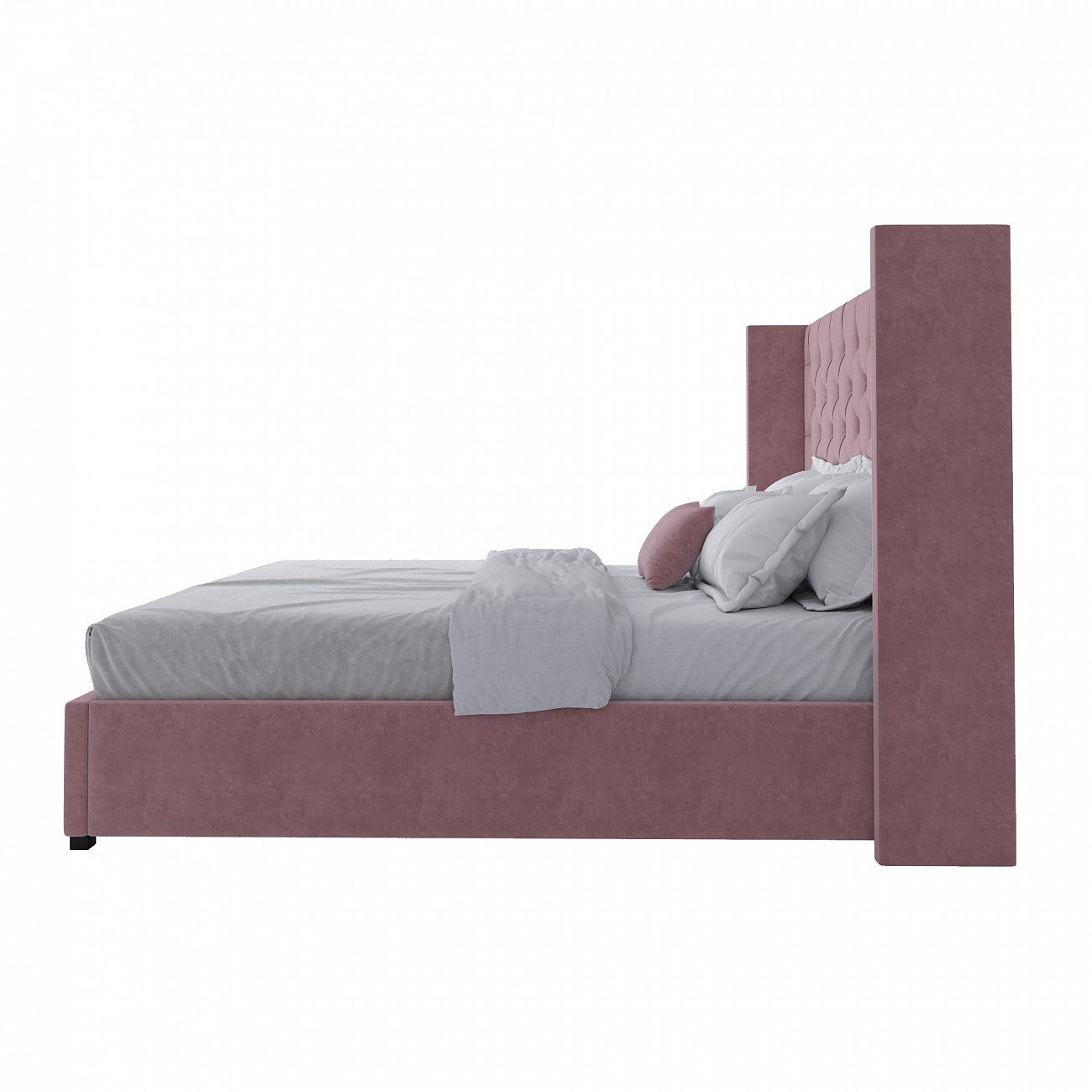 Double bed with upholstered headboard 180x200 cm Dusty Rose Wing-2