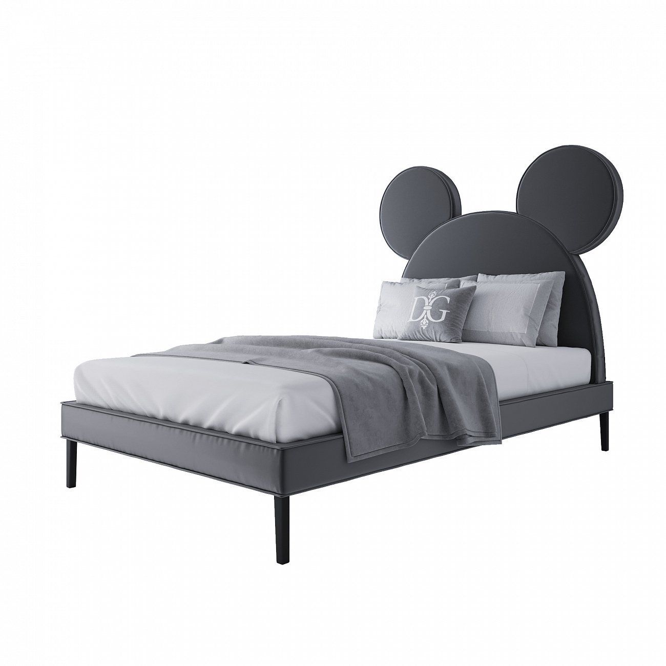 Children's bed 120x200 cm gray Mickey Mouse