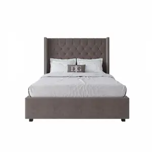 Кровать полутораспальная подростковая с гвоздиками 140х200 см серо-коричневая Wing