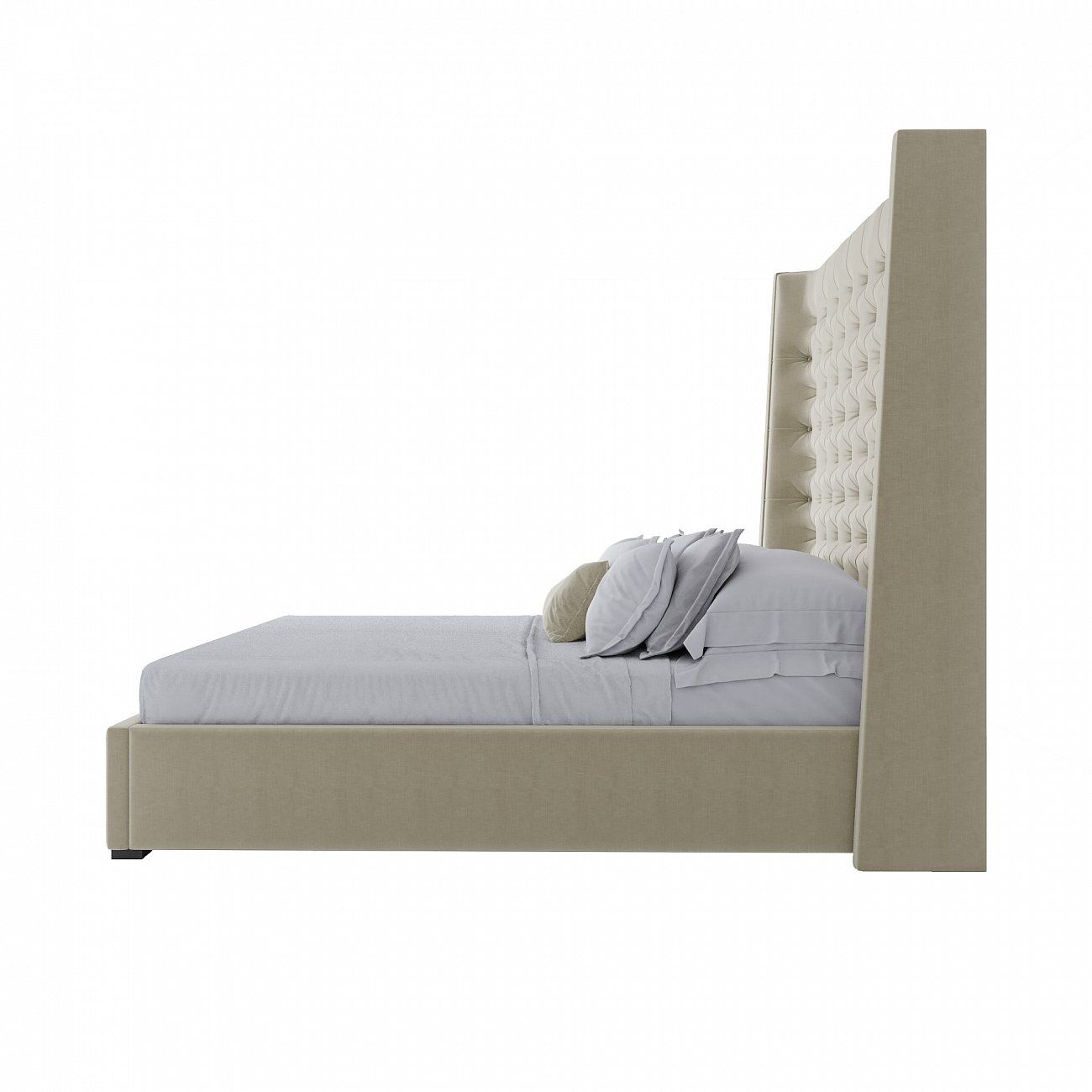 Double bed with upholstered headboard 160x200 cm beige Jackie King
