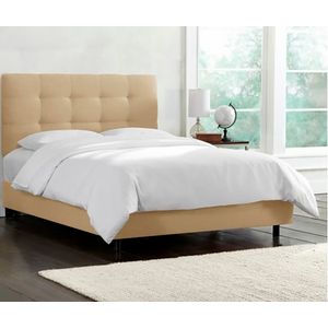 Double bed with upholstered headboard 160x200 cm beige Alice Tufted Beige