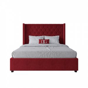 Double bed with upholstered headboard 160x200 cm red Wing-2