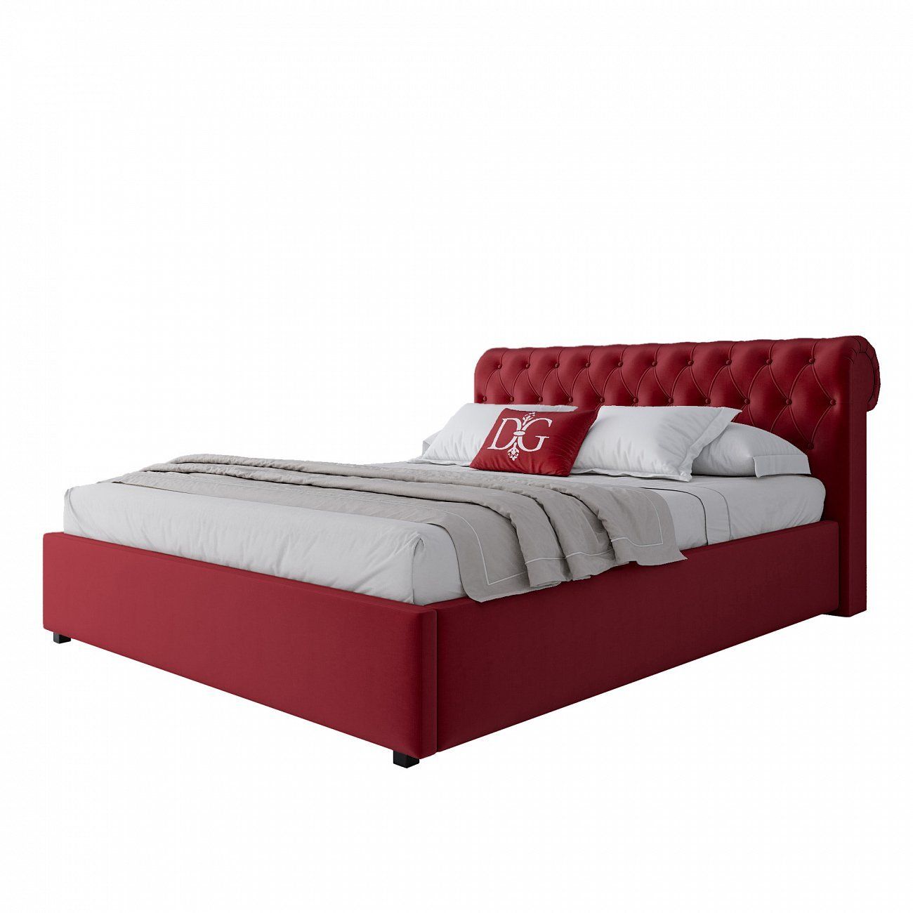 Double bed with upholstered headboard 160x200 cm red Sweet Dreams