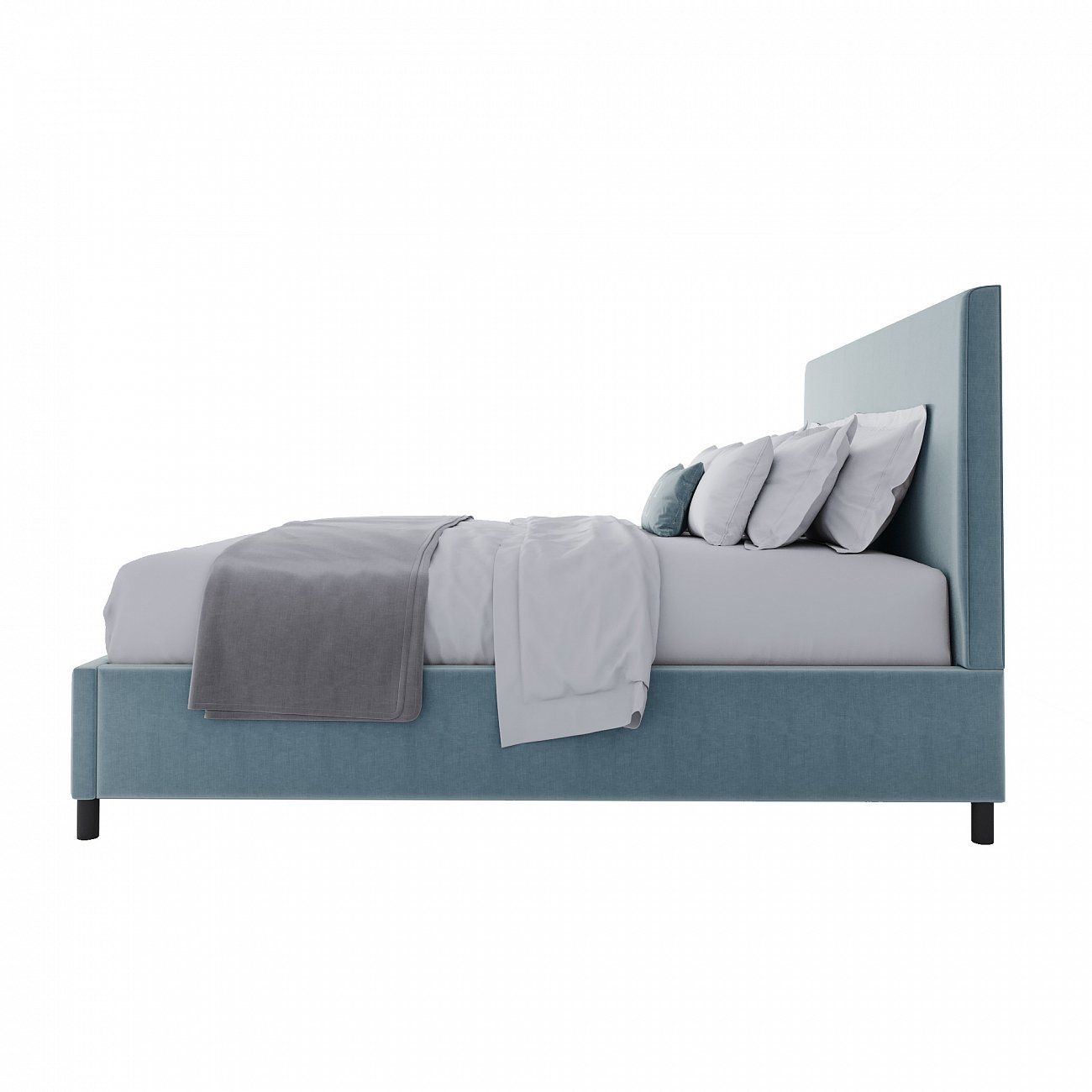 Double bed 180x200 cm blue Novac Platform