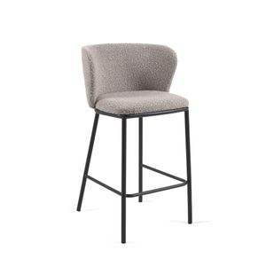 Полубарный стул Ciselia из серой ткани букле и черного металла 65 см Ciselia