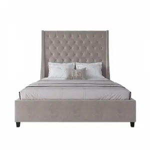 Кровать Ada двуспальная с мягким изголовьем 160х200 см серая