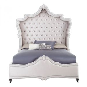 Double bed with upholstered headboard 180x200 cm grey Imperial