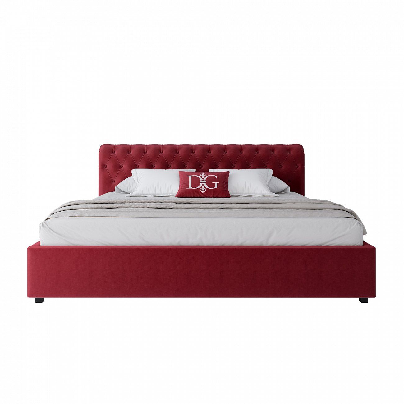 Euro bed with upholstered headboard 200x200 cm red Sweet Dreams