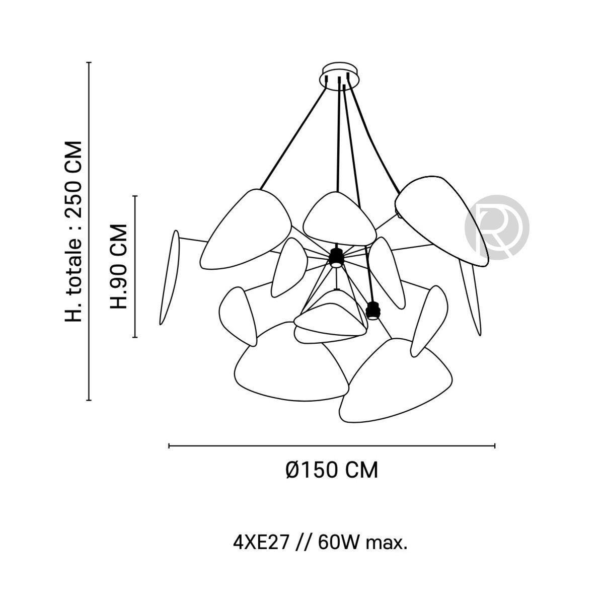 Chandelier SUSPENSION SCREEN NOIR by Market Set