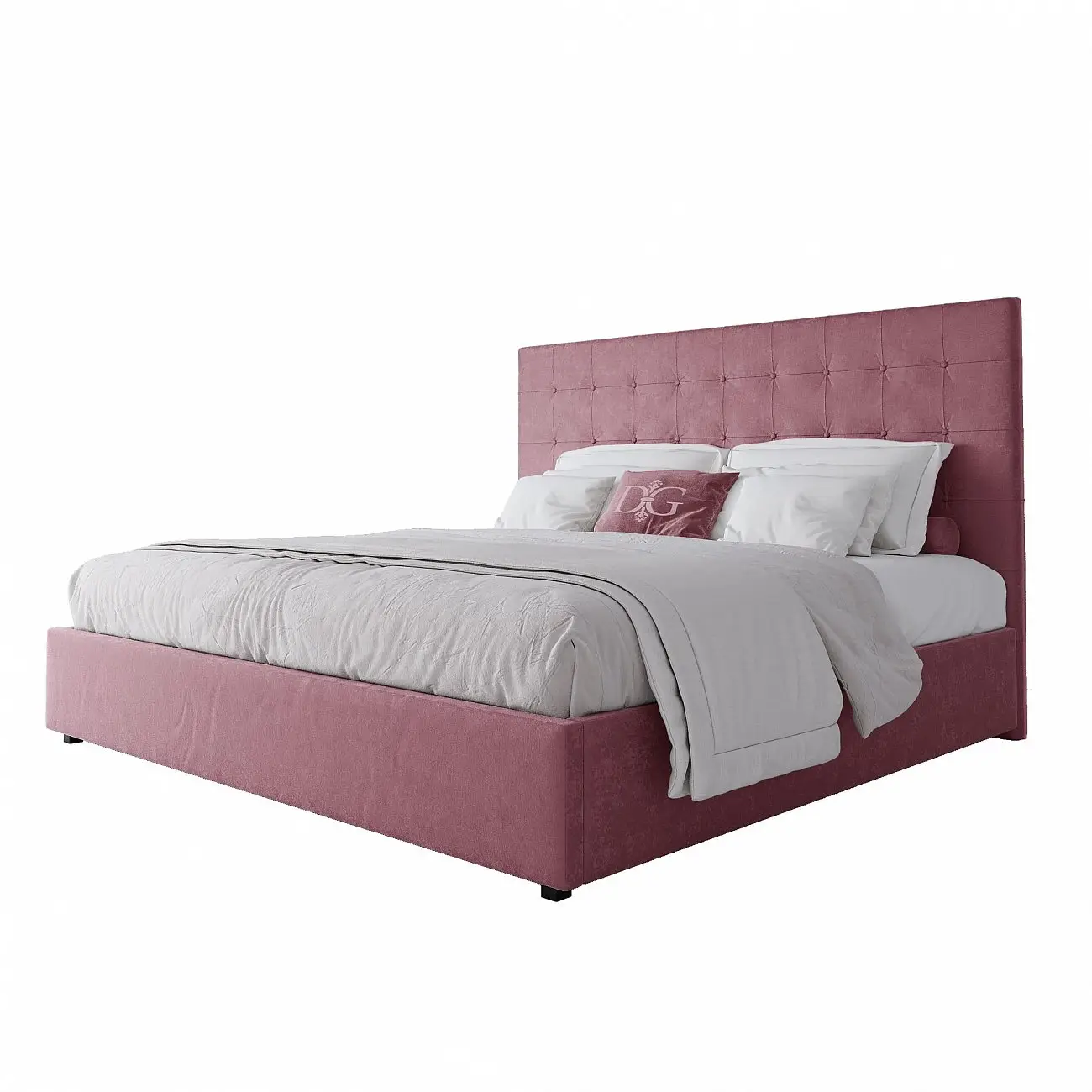 Euro bed with upholstered headboard 200x200 cm dusty Rose Royal Black