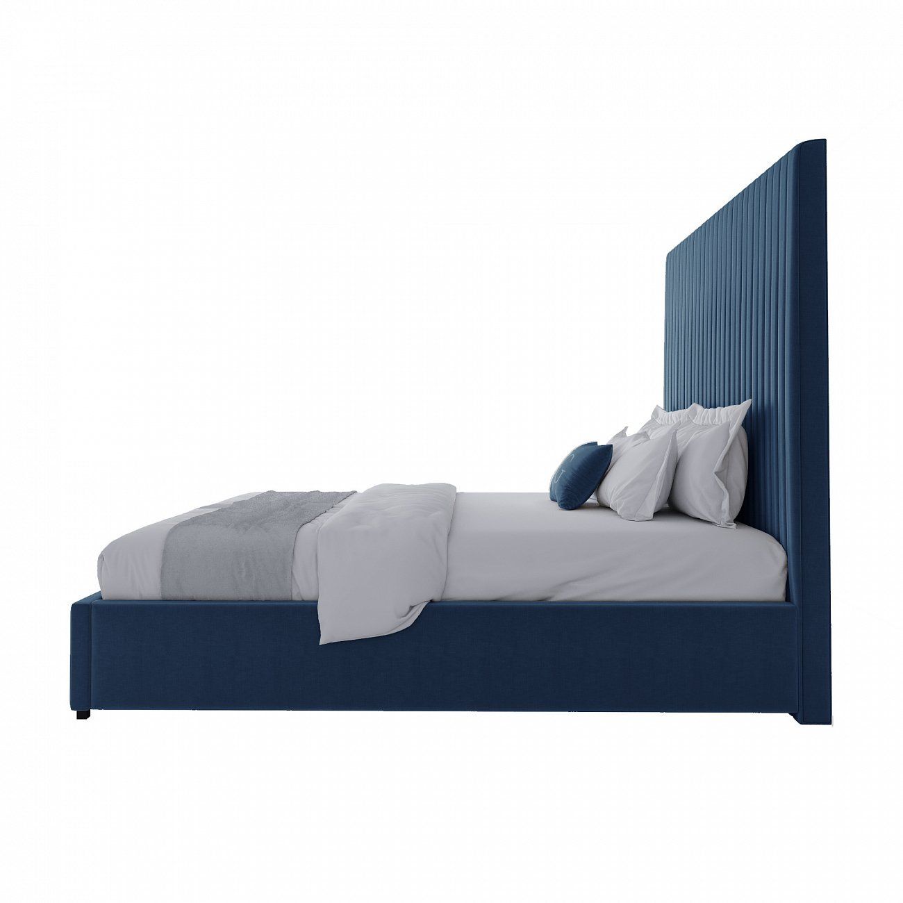 Кровать двуспальная 180х200 см синяя Mora