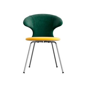 Time Flies chair, legs chrome, upholstery velour/ polyester yellow/green