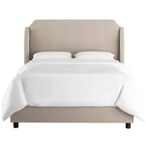 Кровать двуспальная с мягкой спинкой 180х200 см серая Aurora Wingback Light Gray
