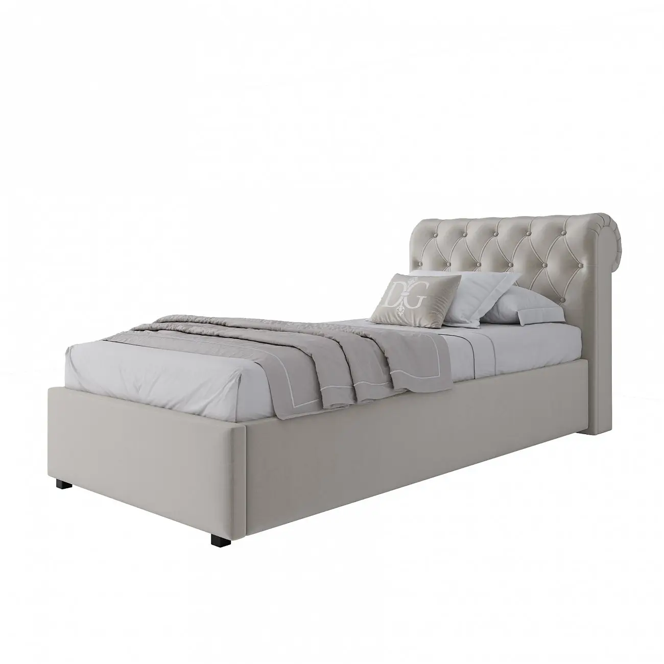 Single bed with upholstered headboard 90x200 cm milk Sweet Dreams
