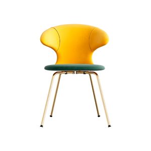 Time Flies chair, brass legs, velour upholstery/ polyester green/yellow