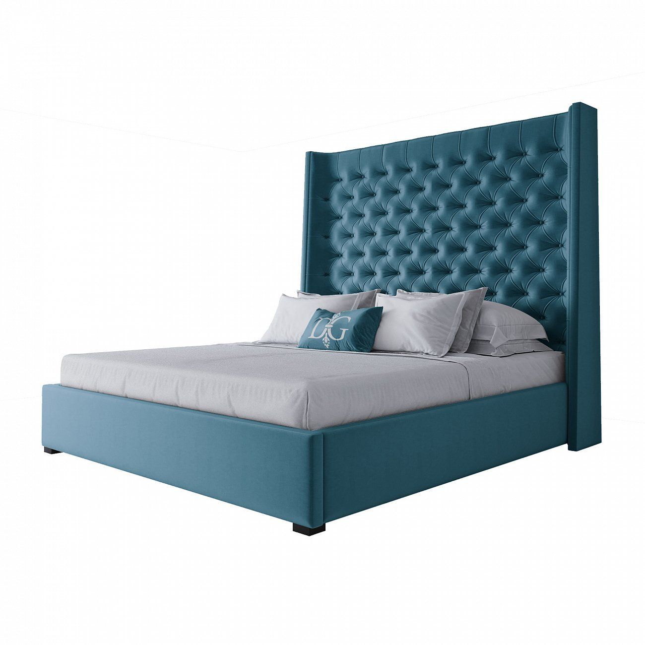 Double bed 180x200 turquoise velour Jackie King P
