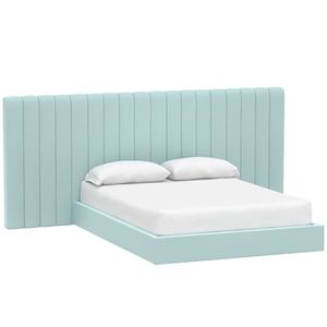 Кровать двуспальная с большой спинкой 160x200 голубая Avalon Extended