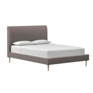 Single bed with upholstered headboard 90x200 cm grey Vittoriya