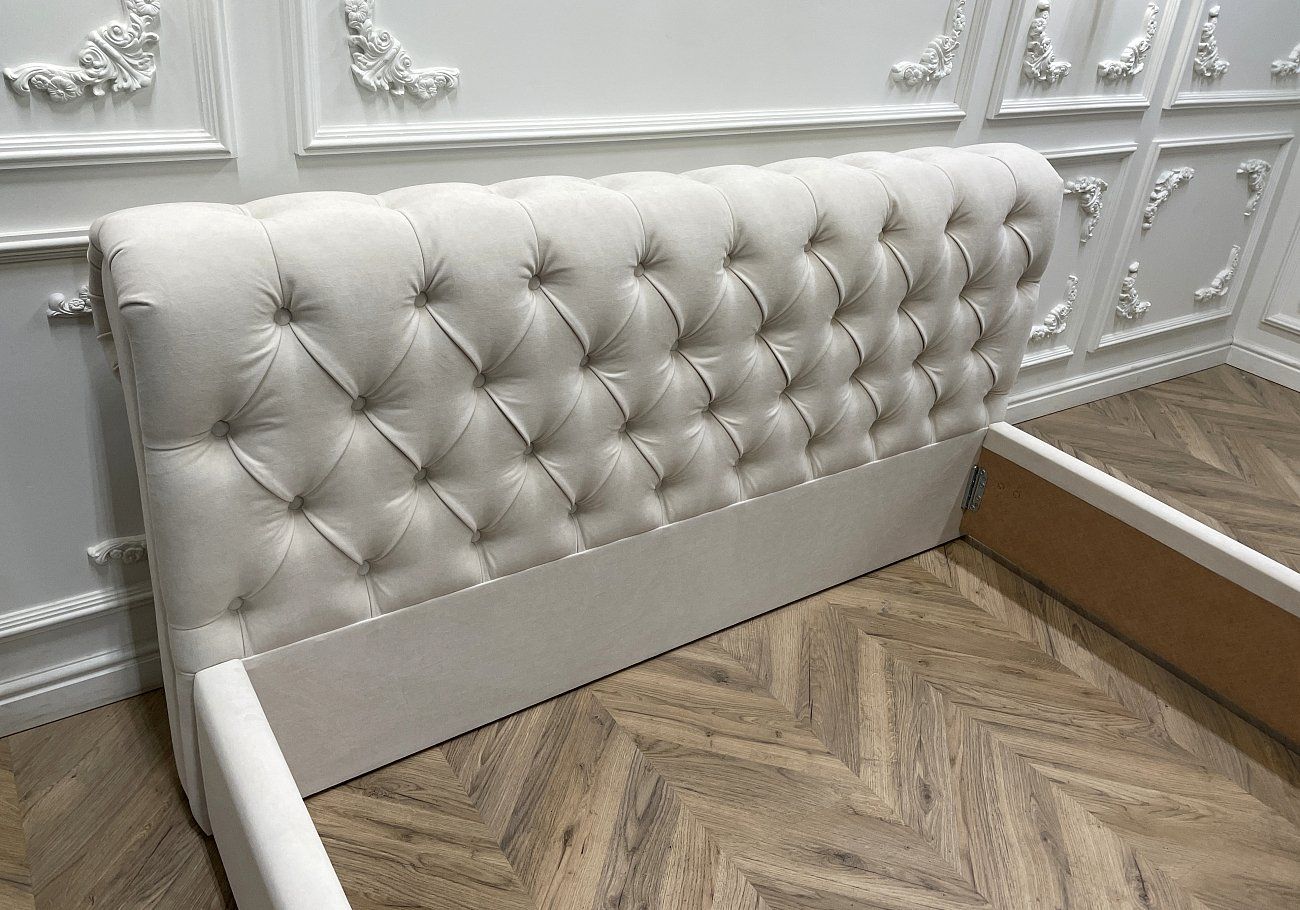 Double bed with upholstered headboard 180x200 cm milk Sweet Dreams