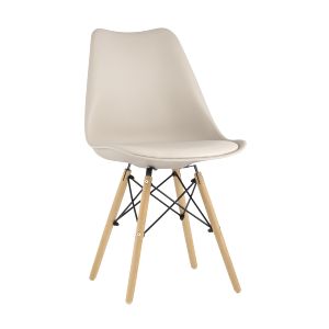 Стул Eames Soft бежевый обеденный сиденье экокожа ножки из массива бука