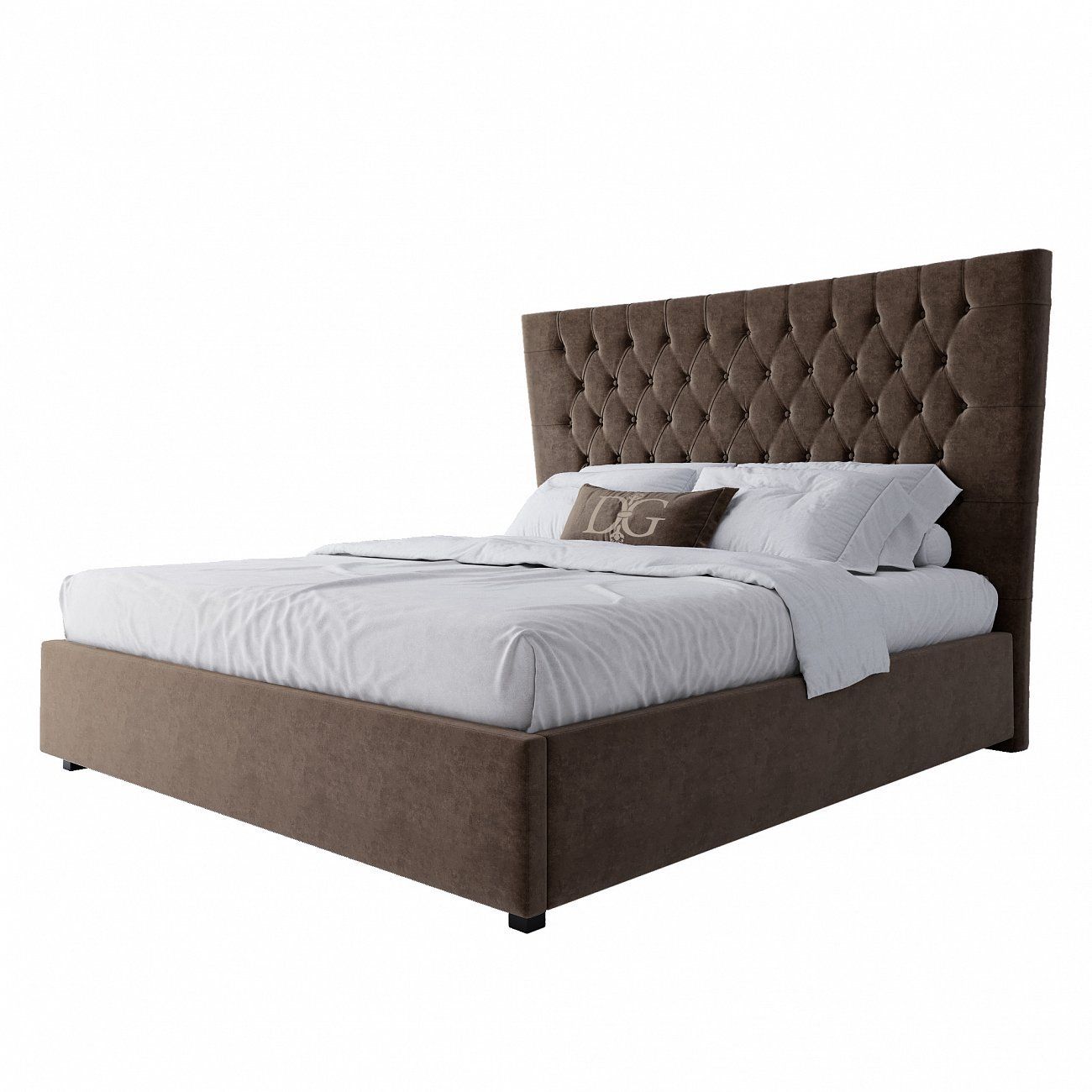 Double bed 180x200 brown velour QuickSand
