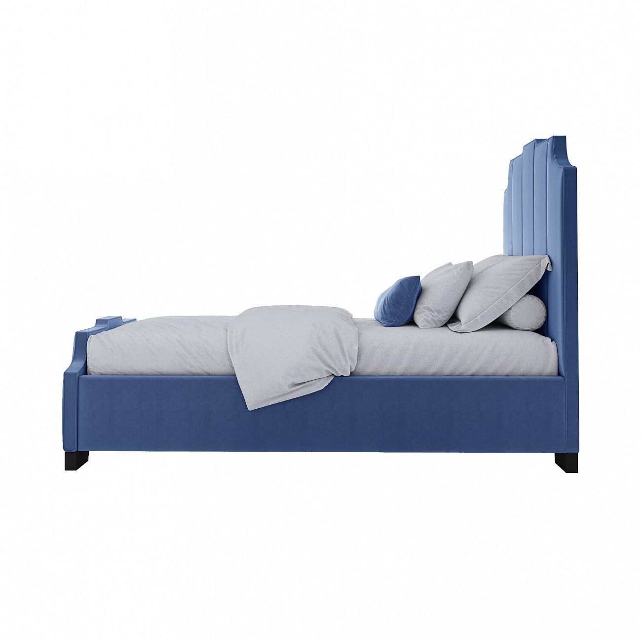 Bony single bed with upholstered headboard 90x200 cm blue